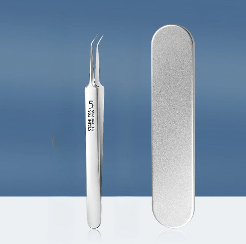 Stainless Steel Blackhead Removal Tool Set – Tweezers, Clips & Acne Needles for Facial Care
