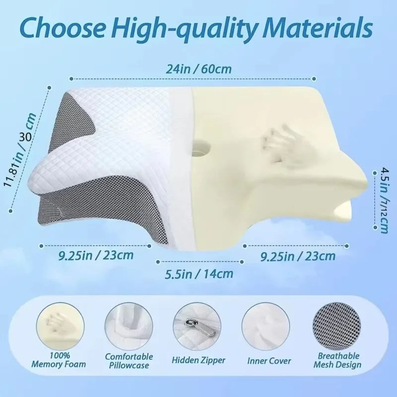 Butterfly Memory Foam Neck Pillow – Ergonomic 2-in-1 Contour Pillow