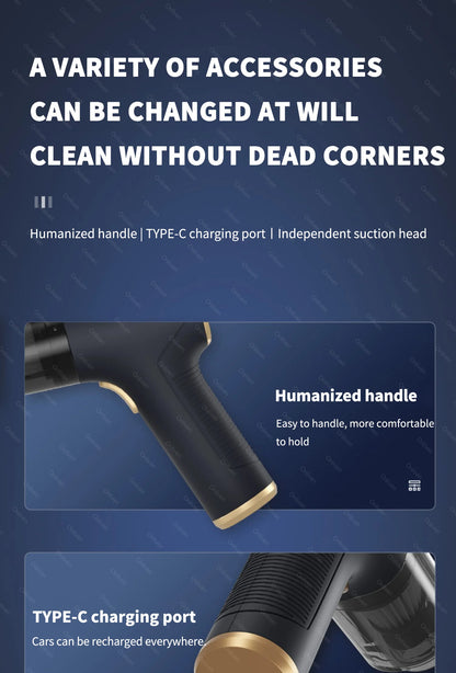 SZUK 98000PA Mini Car Vacuum Cleaner Powerful Cleaning Machine Strong Suction Handheld for Car Home Portable Wireless Cleaner