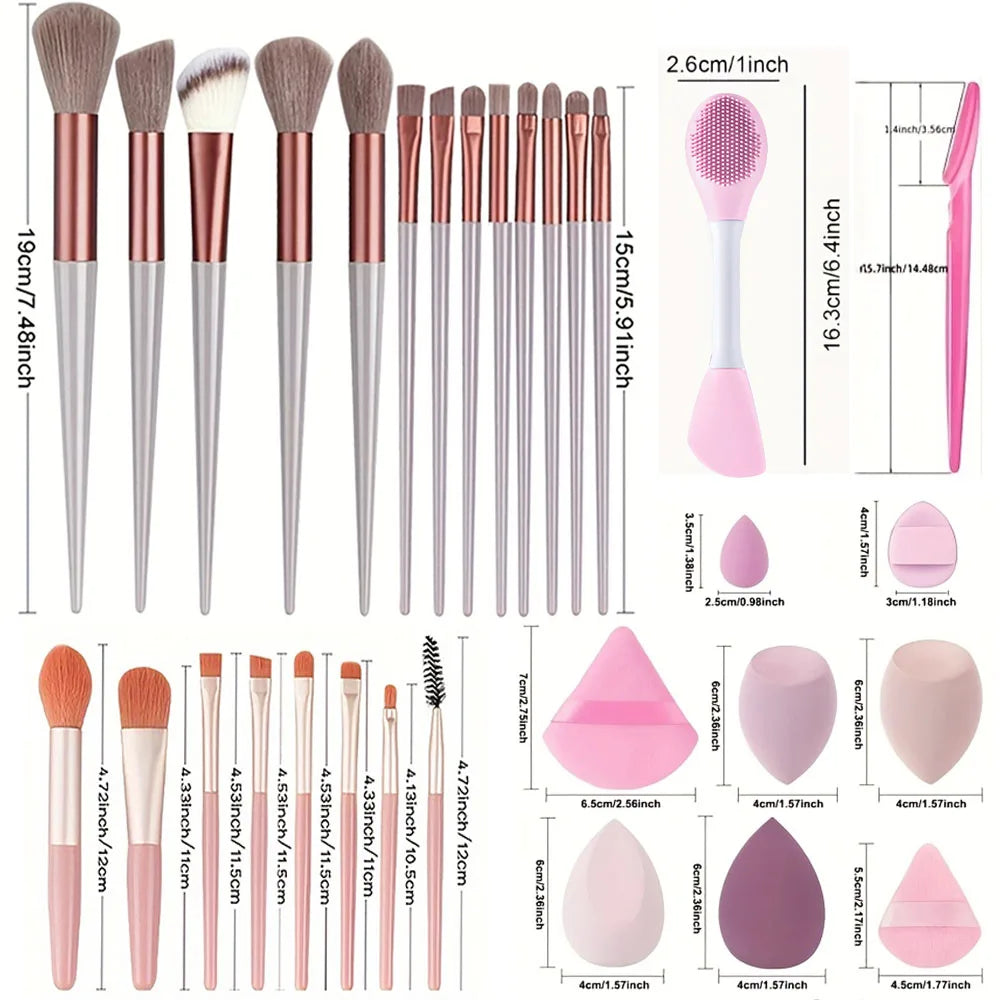 8-29Pcs Professional Makeup Brush Kit – Soft Eyeshadow & Foundation Brushes