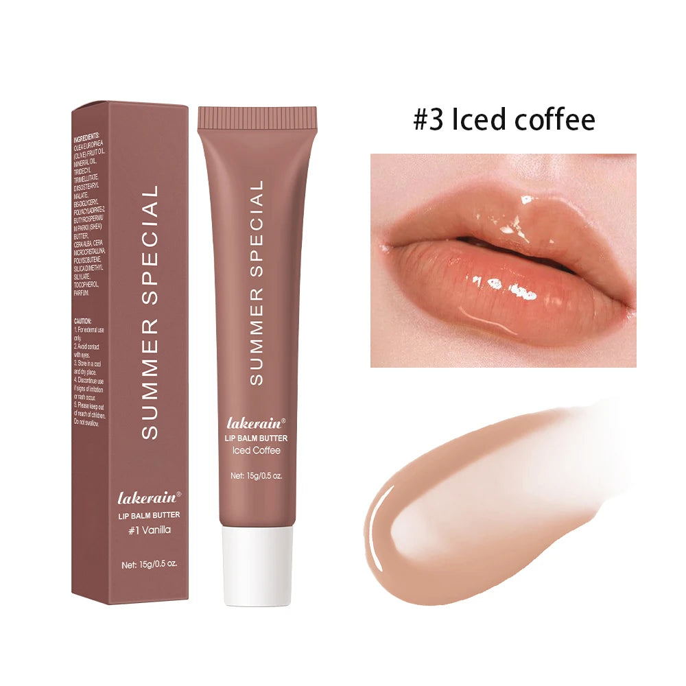 Summer Lip Balm & Moisturizing Lip Gloss – Transparent Lip Oil with Vanilla, Mint & Iced Coffee Scents