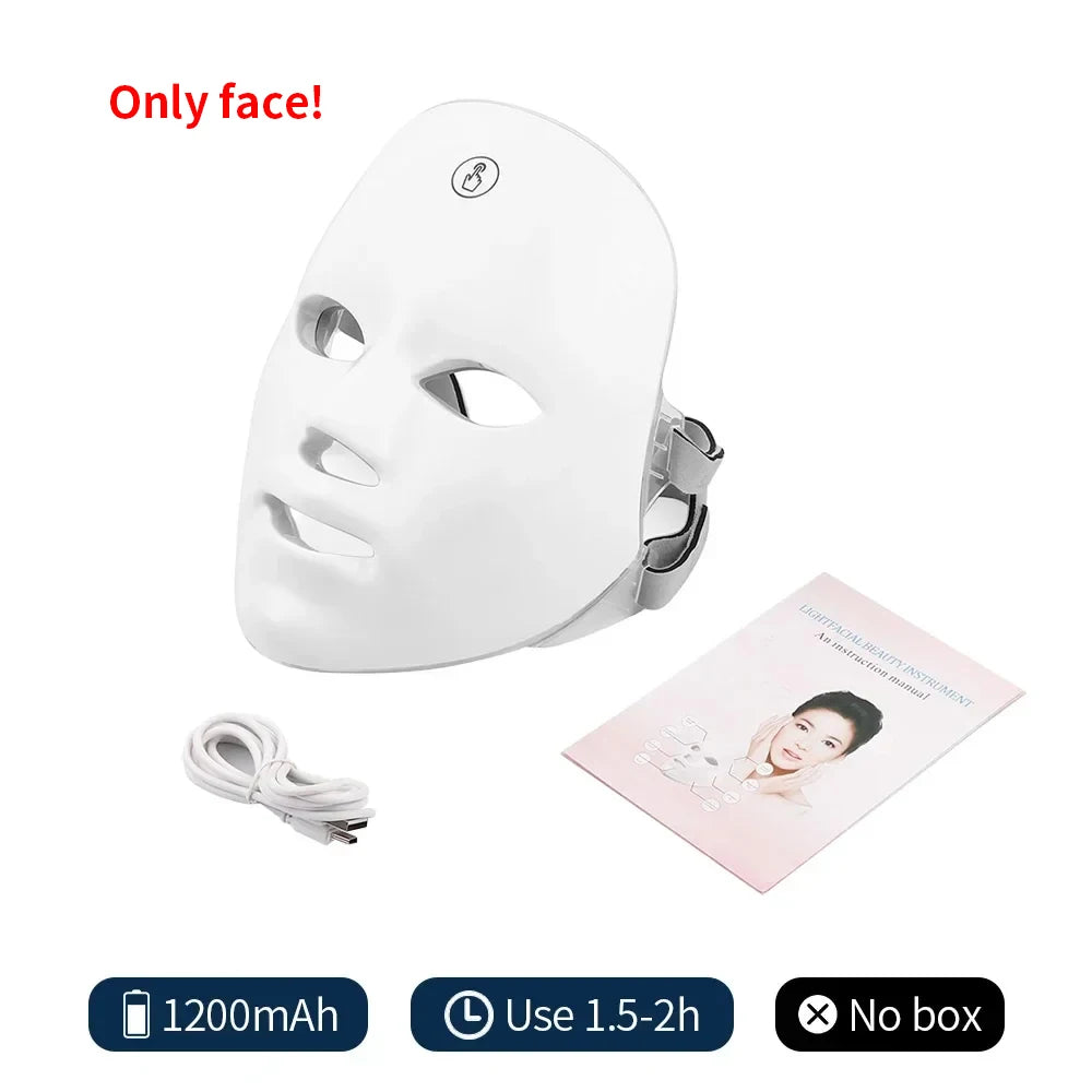 Wireless 7-Color LED Facial & Neck Beauty Machine – Skin Tightening & Rejuvenation Mask