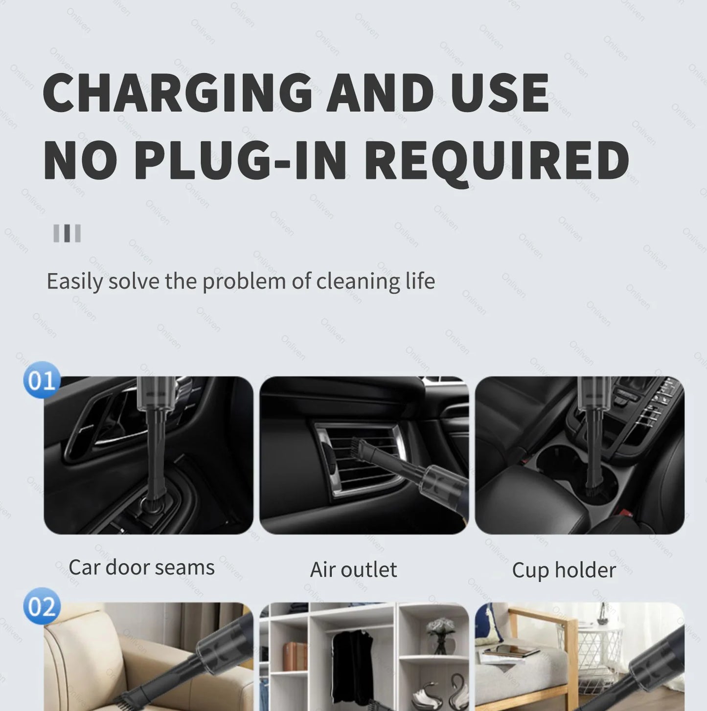 SZUK 98000PA Mini Car Vacuum Cleaner Powerful Cleaning Machine Strong Suction Handheld for Car Home Portable Wireless Cleaner