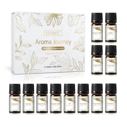EUQEE 12 Bottles Fragrance Oils Set – Coconut, Vanilla, Amber, Pine, Leather & More