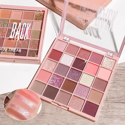 25-Color Oatmeal Milk Tea Eyeshadow Palette – Sparkling Pearls & Gentle Browns