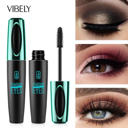 VIBELY 4D Silk Fiber Mascara – Waterproof, Lengthening & Volumizing Black Lashes