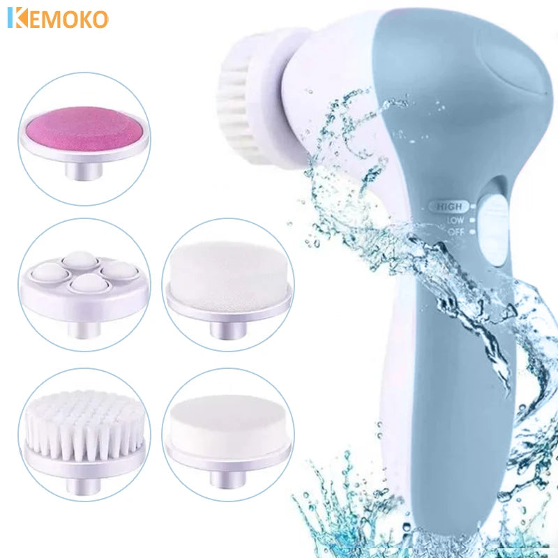 5-in-1 Electric Facial Cleansing Brush – Pore Cleaner & Massager