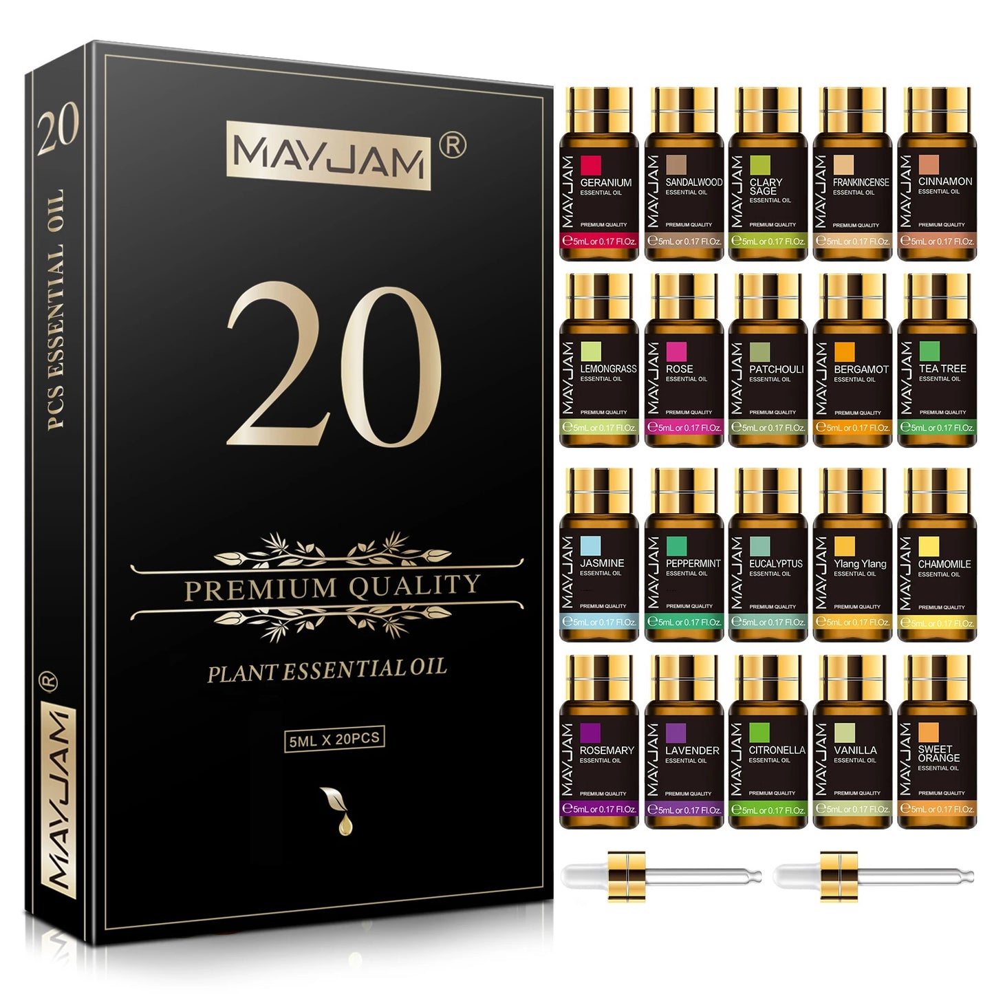 MAYJAM 20pcs Essential Oils Gift Set – Pure Natural Aromatherapy Kit