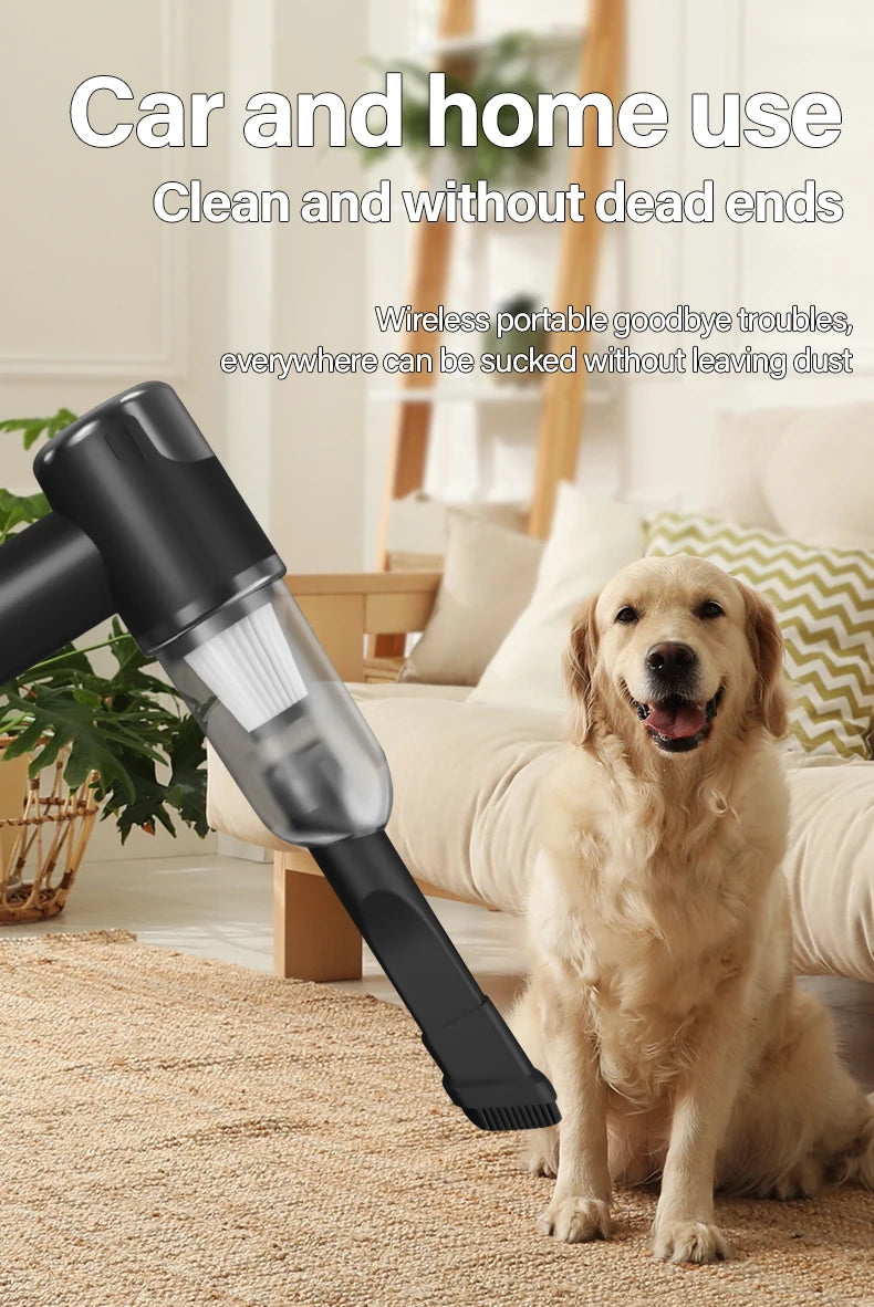 Car and home dual-purpose cordless vacuum cleaner, 3-in-1 rechargeable powerful handheld vacuum cleaner, 2000*2 battery