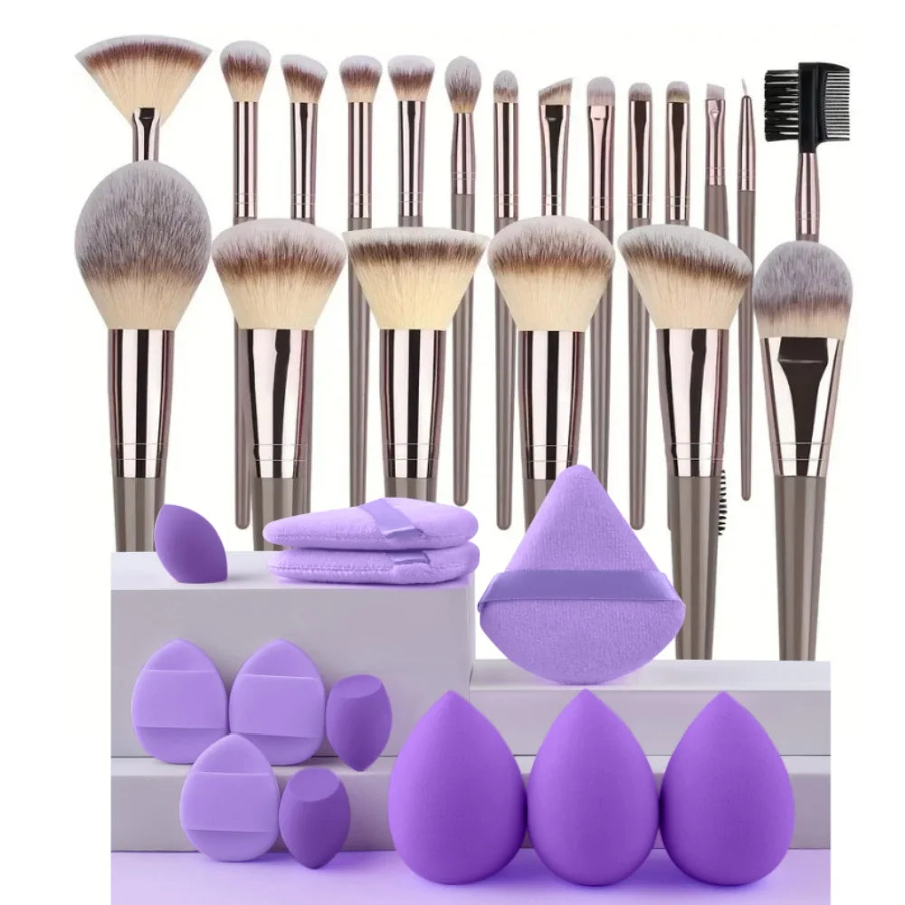 3-20PCS Makeup Brush Set – Eyeshadow, Foundation & Blush with Storage Box