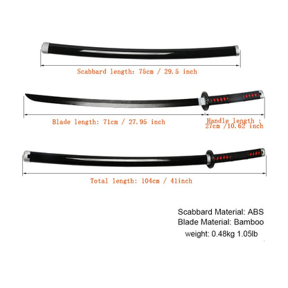 41 inch Demon Slayer Samurai Katana Sword With Belt And Holder Tanjiro Halloween Cosplay Props Decoration