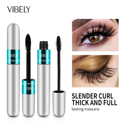 VIBELY 4D Silk Fiber Mascara – Waterproof, Lengthening & Volumizing Black Lashes