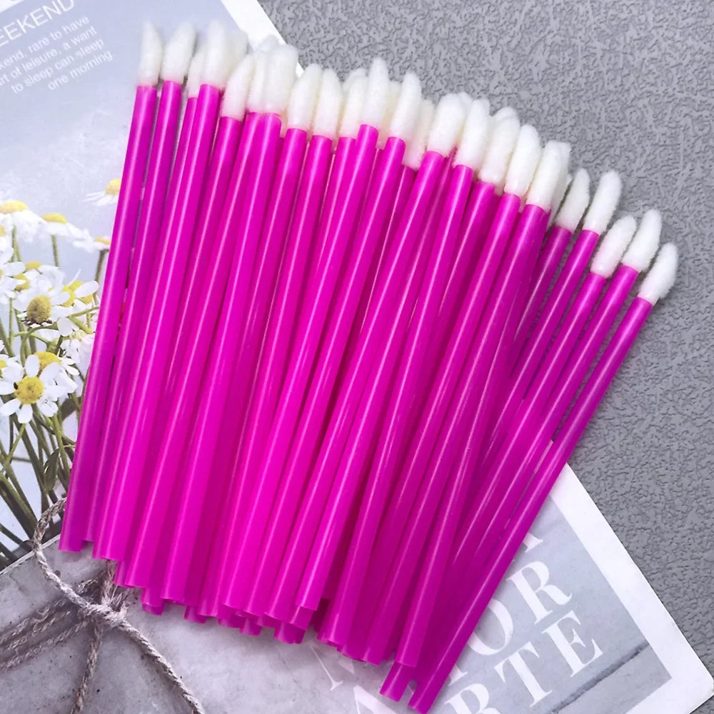 50/1000 PCS Disposable Lip Brush – Lipstick & Gloss Applicator Wands