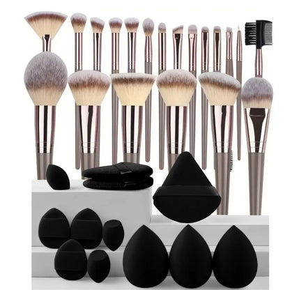 3-20PCS Makeup Brush Set – Eyeshadow, Foundation & Blush with Storage Box