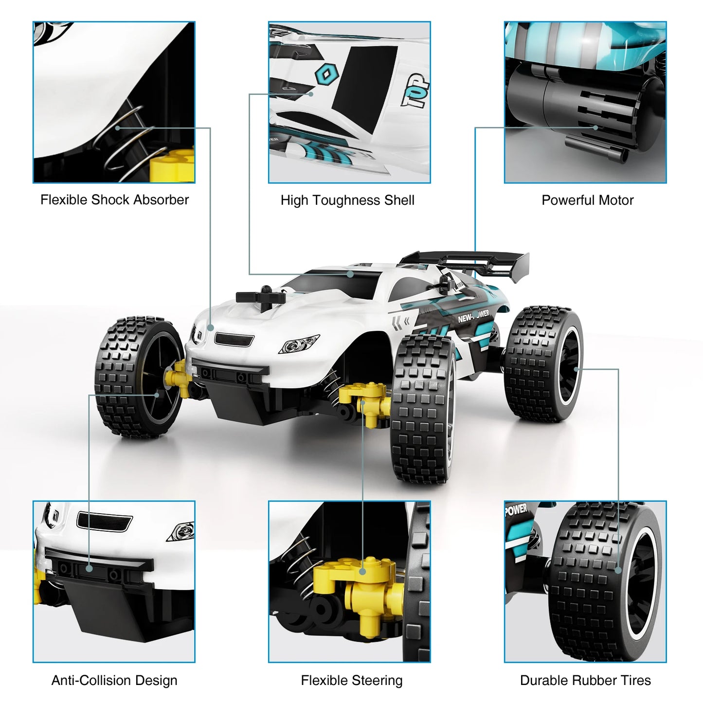 RC Cars Remote Control Car for Kids, 1:18 Scale 20 KM/H 2WD Offroad Buggy, 2.4GHz RC Racing Car with 50-Min Playtime, Toys Gifts