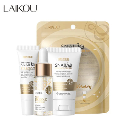 LAIKOU Vitamin C 24K Sakura Skincare Set – Face Cream, Serum & Eye Cream