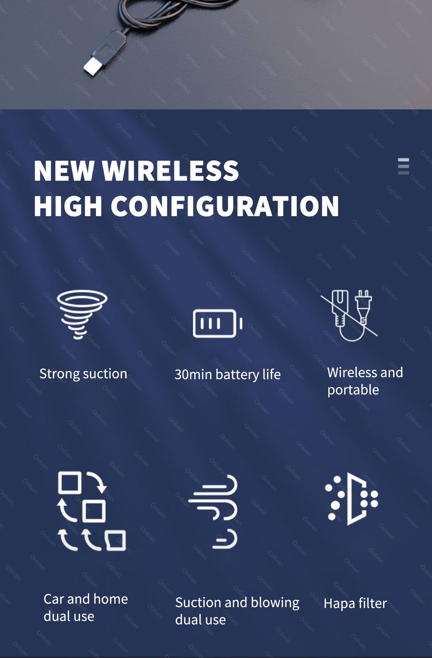 SZUK 98000PA Mini Car Vacuum Cleaner Powerful Cleaning Machine Strong Suction Handheld for Car Home Portable Wireless Cleaner