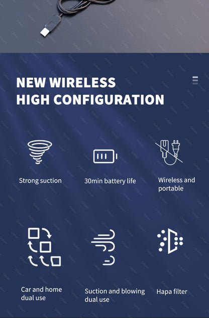 SZUK 98000PA Mini Car Vacuum Cleaner Powerful Cleaning Machine Strong Suction Handheld for Car Home Portable Wireless Cleaner