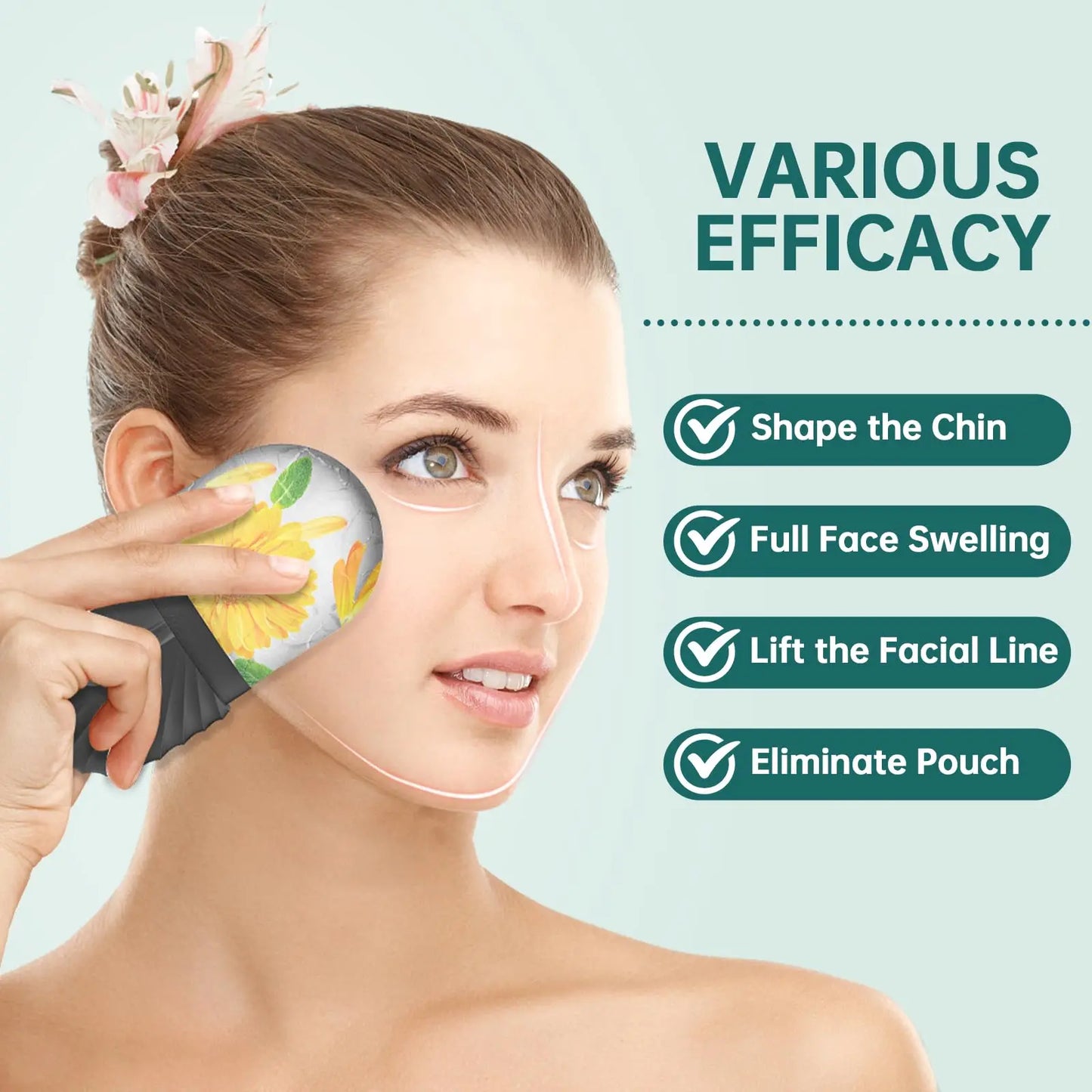 Facial Skincare Ice Roller & Gua Sha Face Tool for Lifting, Contouring & Massage