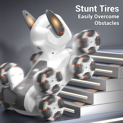 Smart RC Robot Dog – 8-Wheel 4WD Stunt Toy with 360° Rotation & Music