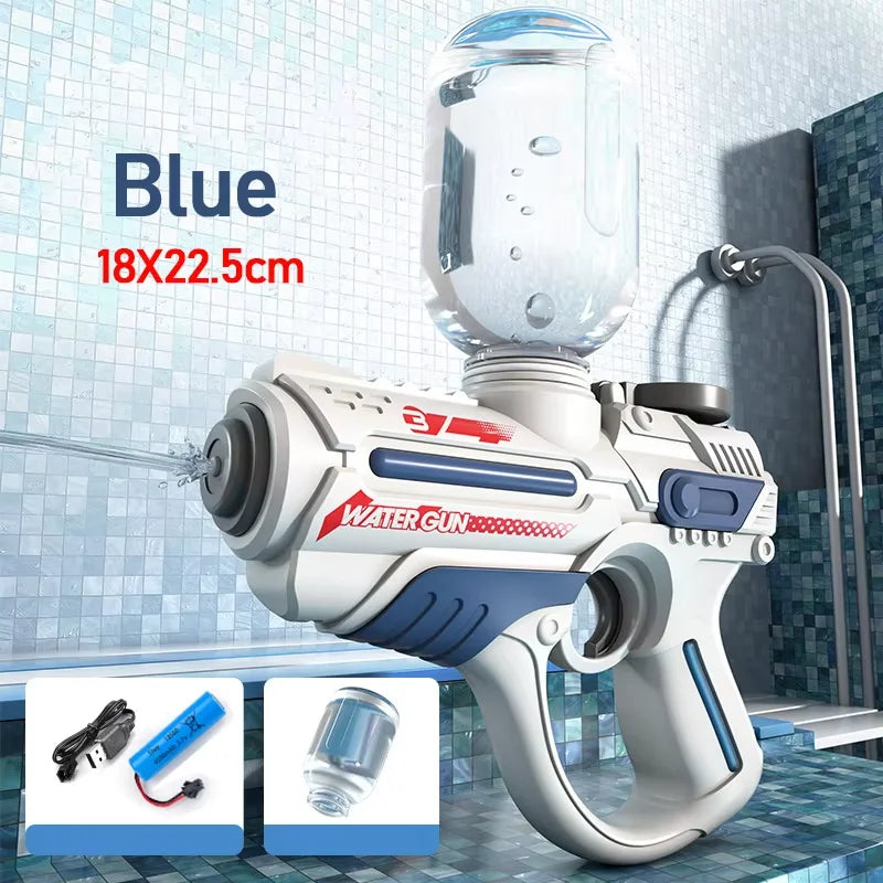 Electric Water Gun Squirt Pistol Space Battle Guns Child Pool Beach Outdoor Party Fight Shooting Toys Automatic Water Absorption