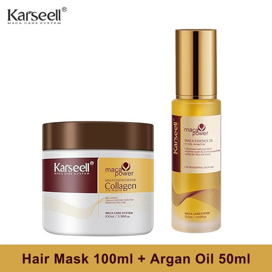 Karseell Collagen Hair Treatment Mask 100ml + Argan Oil Hair Serum – Deep Repair for Dry & Damaged Hair