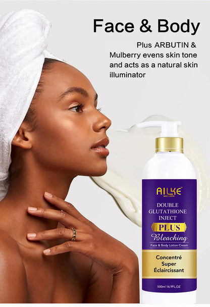 AILKE Double Glutathione Anti-Aging Set | Whitening Serum & Lotion for Dark Spots, Fine Lines & Uneven Skin