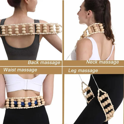 Wood Back Massage Roller Rope – Cellulite & Pain Relief Tool