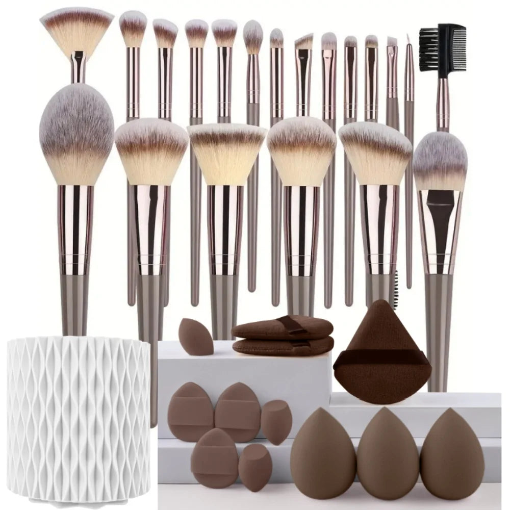 3-20PCS Makeup Brush Set – Eyeshadow, Foundation & Blush with Storage Box