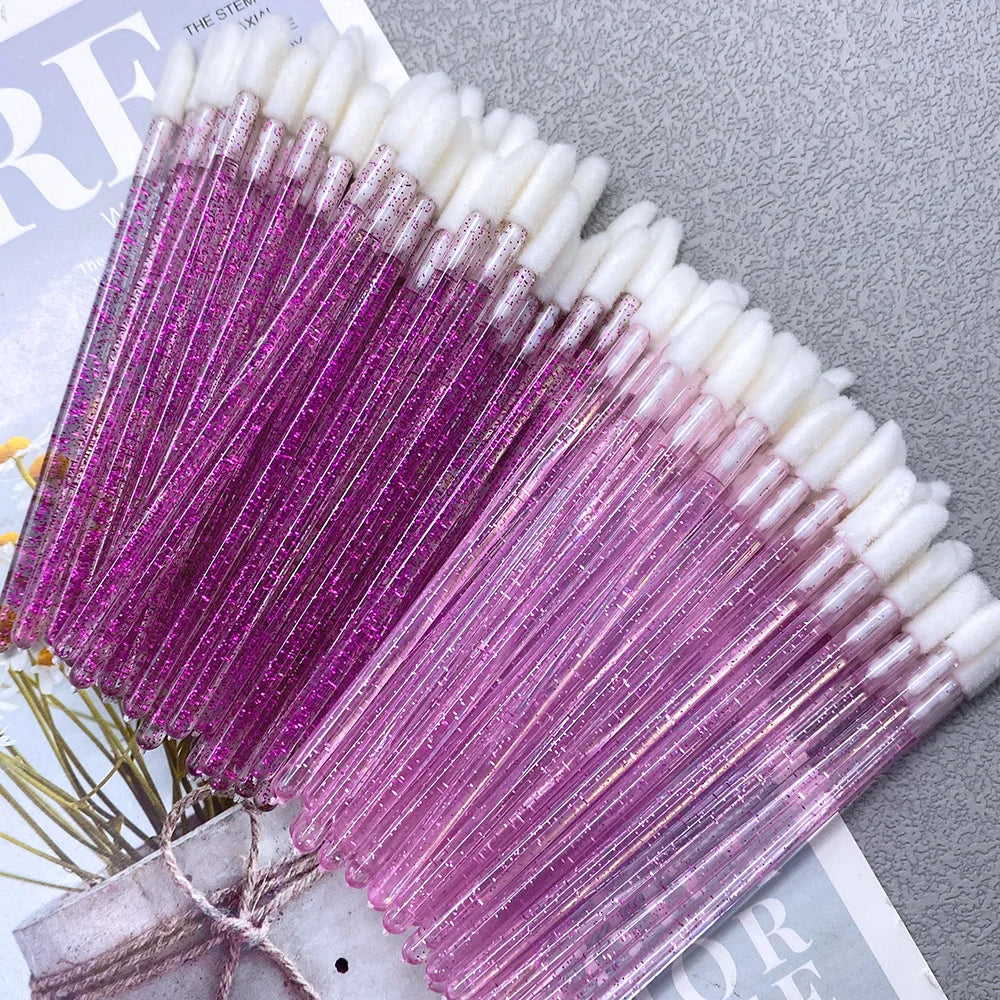 50/1000 PCS Disposable Lip Brush – Lipstick & Gloss Applicator Wands