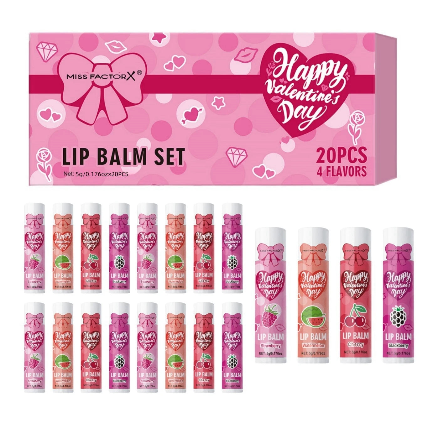 20PCS Luxury Lip Balm Set – Hydrating & Glossy for Dry Lips