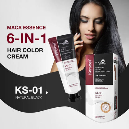 Karseell 6-IN-1 White Hair Dye Cream – Natural Black & Brown Hair Color for Men & Women, Easy Comb-In