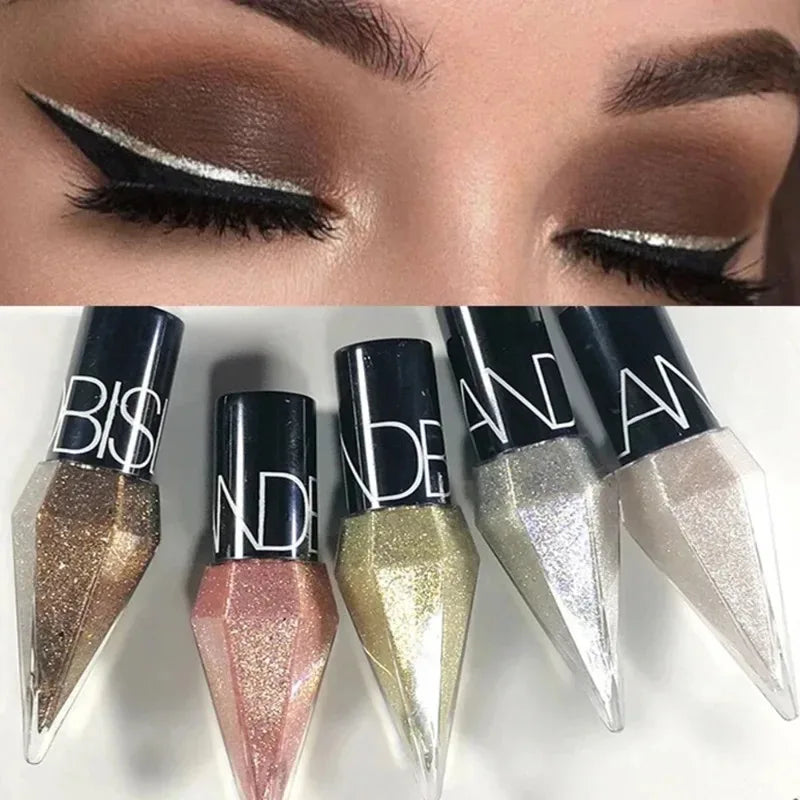 Diamond Shiny Eyeshadow & Eyeliner – Waterproof Glitter Silver & Rose Gold