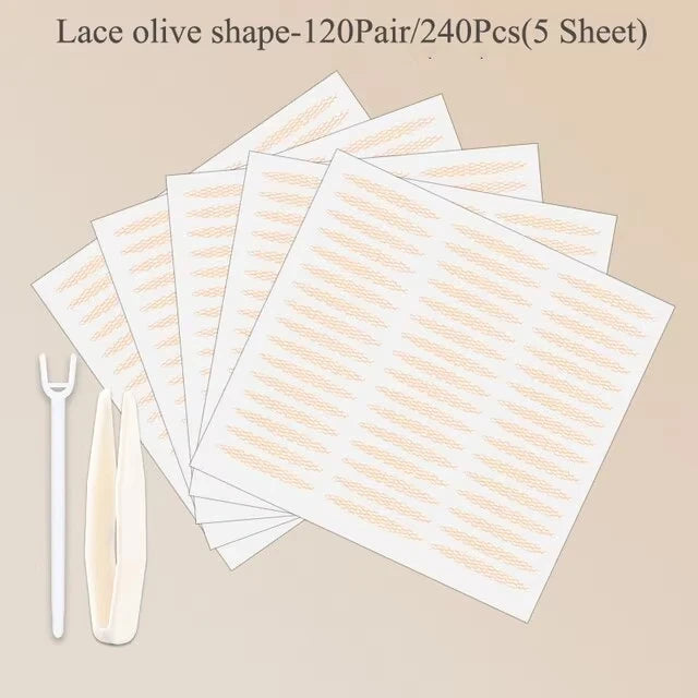 240pcs Invisible Double Fold Eyelid Tape – Natural Clear & Beige Eye Makeup Stickers