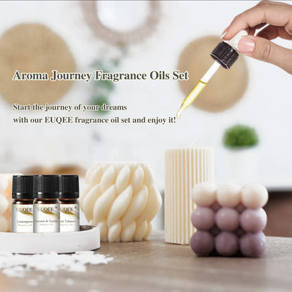 EUQEE 12 Bottles Fragrance Oils Set – Coconut, Vanilla, Amber, Pine, Leather & More