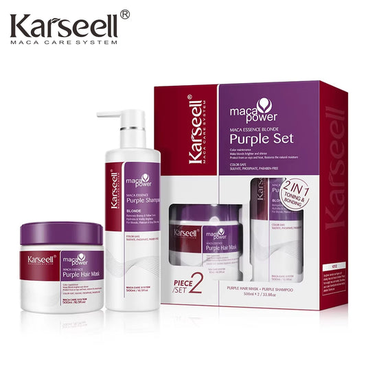 Karseell Purple Hair Mask & Shampoo – Neutralizes Yellow & Brass Tones for Blonde, Silver & Gray Hair