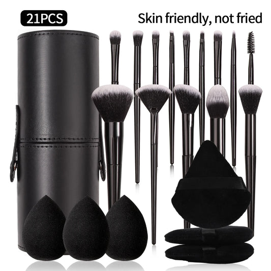 Black Professional Makeup Brush Set – Soft Foundation, Blush & Eyeshadow Brushes