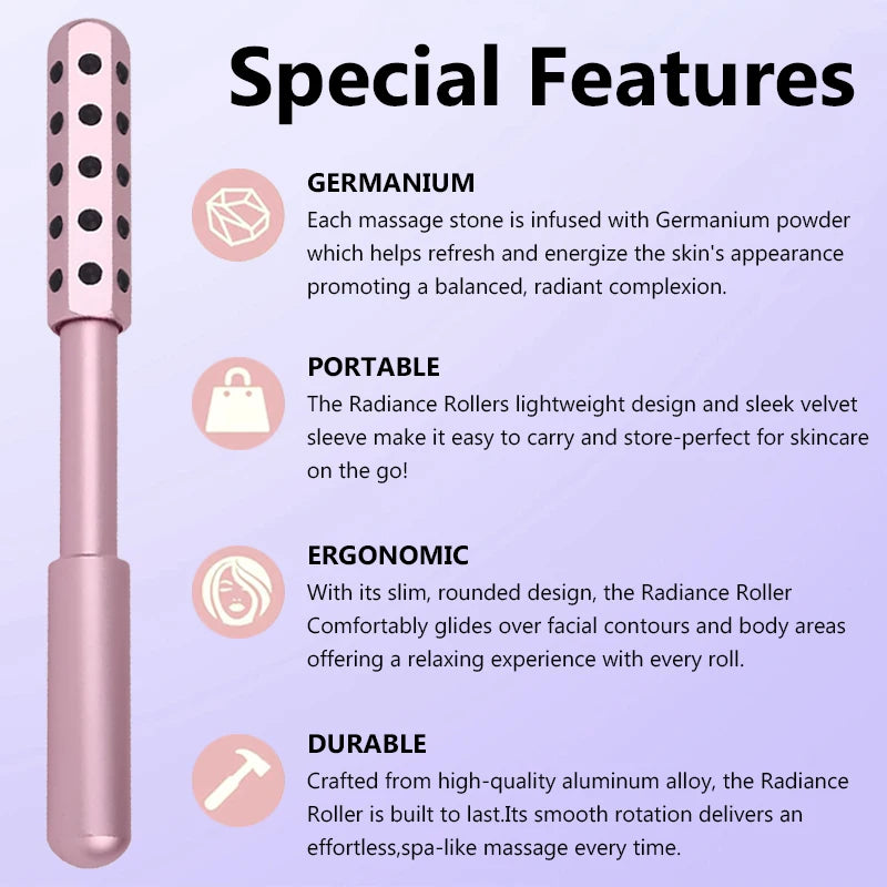 24 Germanium Face Massage Roller – Acupoint Gua Sha Beauty Tool