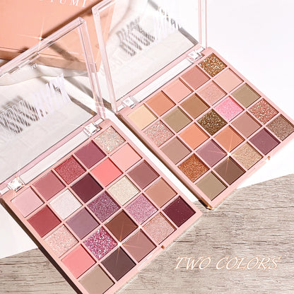 25-Color Oatmeal Milk Tea Eyeshadow Palette – Sparkling Pearls & Gentle Browns