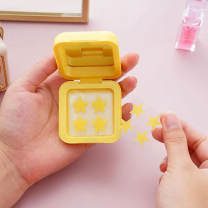 Blue/Yellow Stars Hydrocolloid Pimple Patches – Acne Spot Stickers with Mirror Storage Box