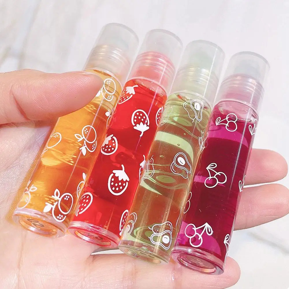 6 Colors Roll-on Fruit Essence Lip Balm – Hydrating Transparent Lip Oil & Gloss