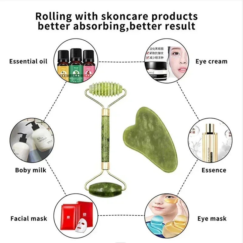 Natural Jade Gua Sha Face Massager – Facial & Eye Care SPA Tool