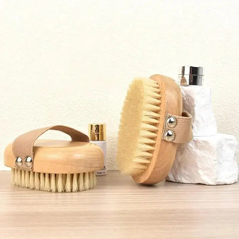 SPA Wooden Body Brush – Natural Boar Bristle Exfoliating Bath Brush