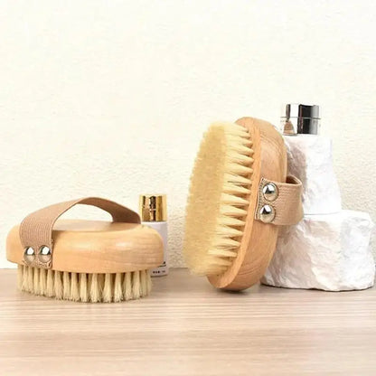 SPA Wooden Body Brush – Natural Boar Bristle Exfoliating Bath Brush