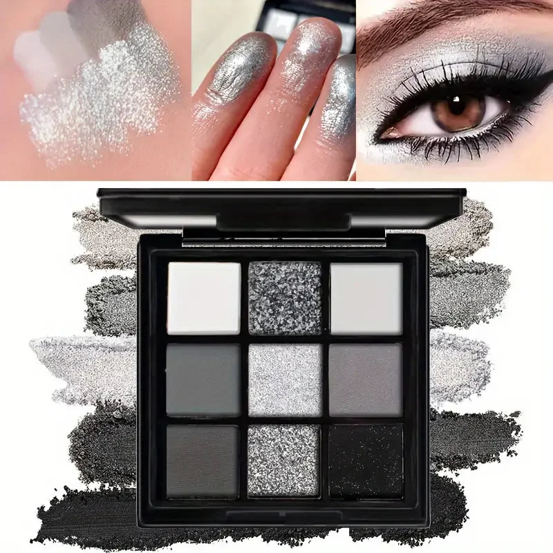Black Light 9-Color Eyeshadow Palette – Smoky Dark & Cement Shades