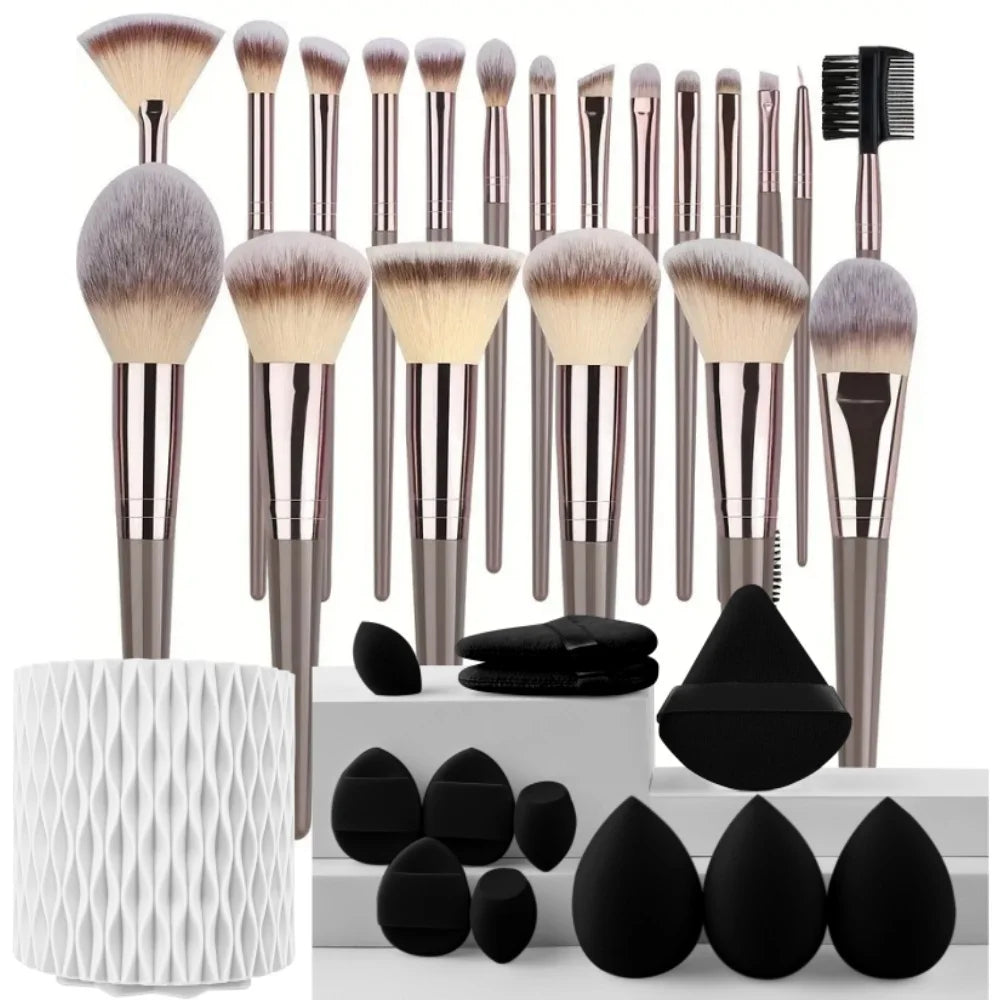 3-20PCS Makeup Brush Set – Eyeshadow, Foundation & Blush with Storage Box