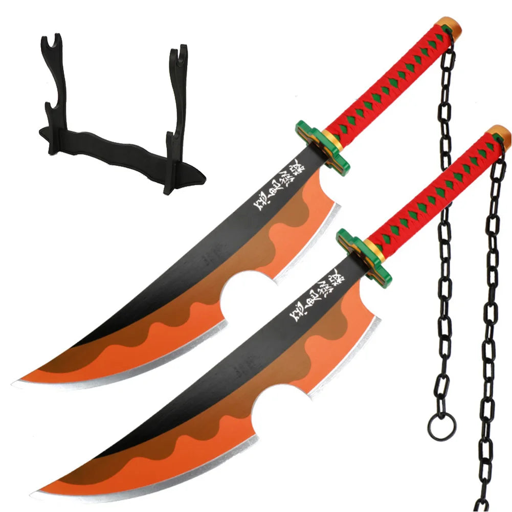 41 inch Demon Slayer Samurai Katana Sword With Belt And Holder Tanjiro Halloween Cosplay Props Decoration