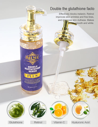 AILKE Double Glutathione Anti-Aging Set | Whitening Serum & Lotion for Dark Spots, Fine Lines & Uneven Skin