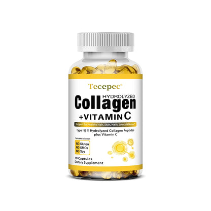 Collagen Peptides Capsules with Vitamin C – Hair, Skin, Nails, Joints & Bones Support