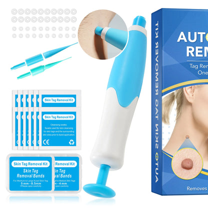 2-IN-1 Auto Skin Tag Removal Tool Kit – Painless Mole & Wart Remover with Cleansing Swabs